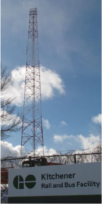 self-support tower located at the Kitchener, Ontario GO Station